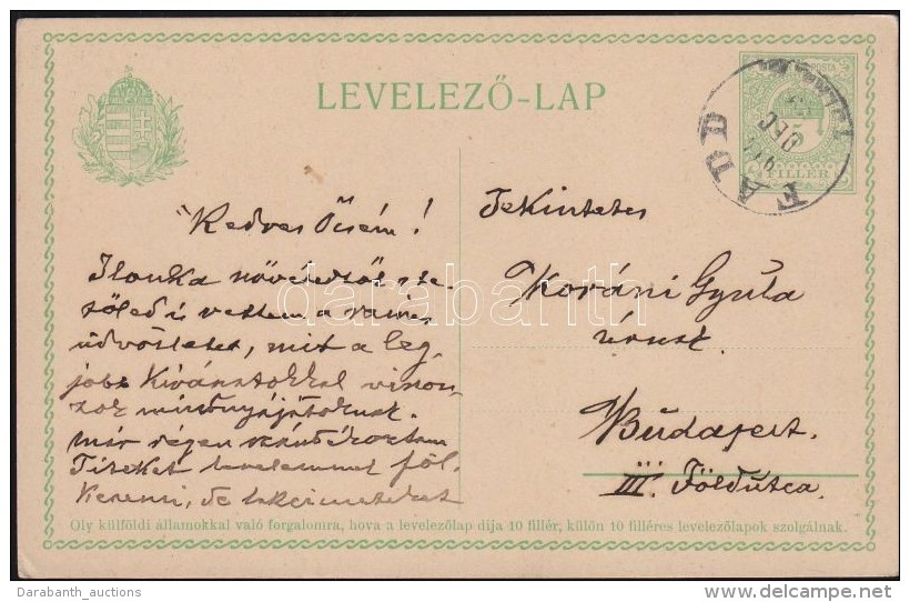1914 Díjjegyes LevelezÅ‘lap 'FADD TOLNA M.'-Budapest - Other & Unclassified