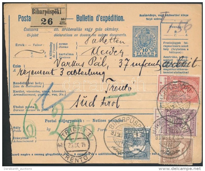 1914 Csomagszállító Turul - Árvíz Bérmentesítéssel / Parcel... - Otros & Sin Clasificación