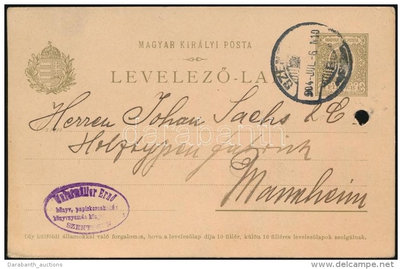 1904 Futott Díjjegyes LevelezÅ‘lap Nagy Vízjelrészlettel / Used PS-card With Large Watermark... - Andere & Zonder Classificatie
