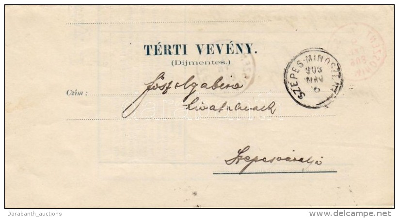 1903 Tértivevény 'SZEPES-MINDSZENT' - Szepesváralja - Other & Unclassified