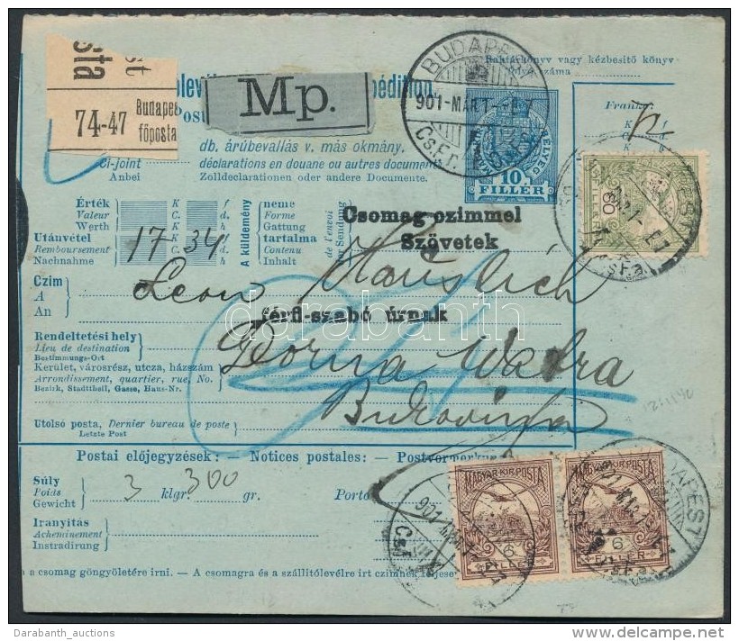 1901 Utánvételes Csomagszállító Bukovinába 72f... - Autres & Non Classés