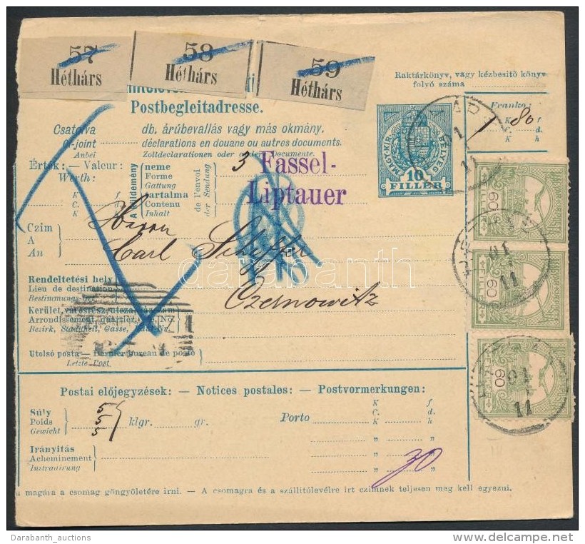 1901 Csomagszállító Bukovinába Három Csomagról 1,80K... - Sonstige & Ohne Zuordnung