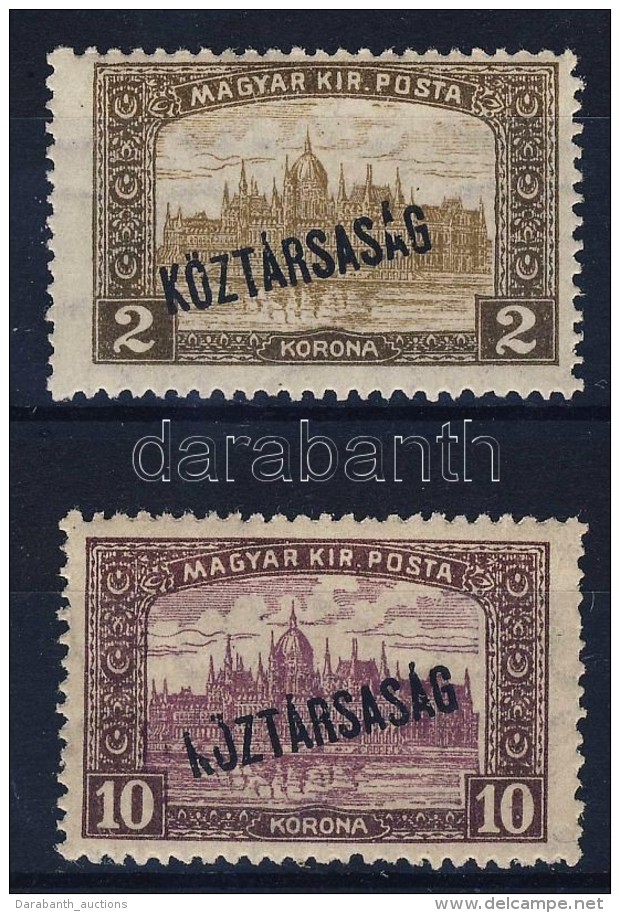 ** * 1918 Köztársaság / Parlament 2K és 10K Hiányos BetÅ±k A... - Other & Unclassified