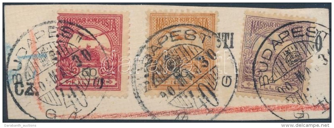 1900 Turul 4f, 30f, 50f Pénzeslevél Kivágáson 'BUDAPEST 40' - Autres & Non Classés