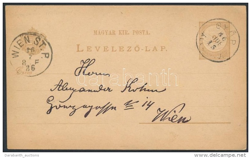 1886 2kr Díjjegyes LevelezÅ‘lap 'GYÅR / ÁL(LAMP. U.)' - Autres & Non Classés