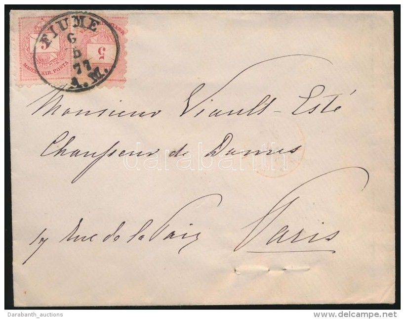 1877 2 X 5kr Párizsba Küldött Levélen / On Cover To Paris 'FIUME A.M.' - Autres & Non Classés