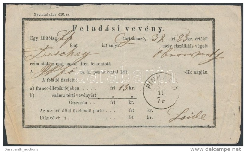 1874 Feladási Vevény 'PINKAFEÖ' - Autres & Non Classés