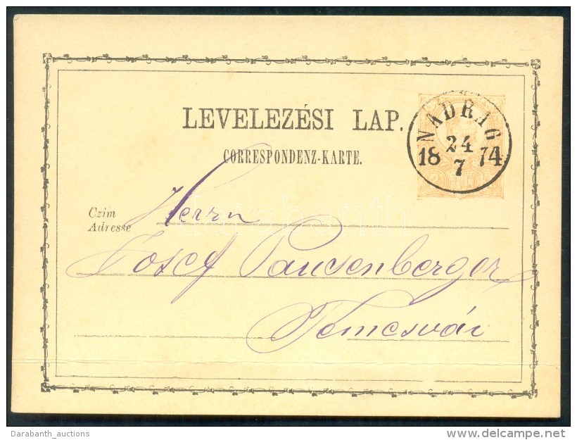 1874 Díjjegyes LevelezÅ‘lap / PS-card 'NADRAG' - Temesvár - Autres & Non Classés