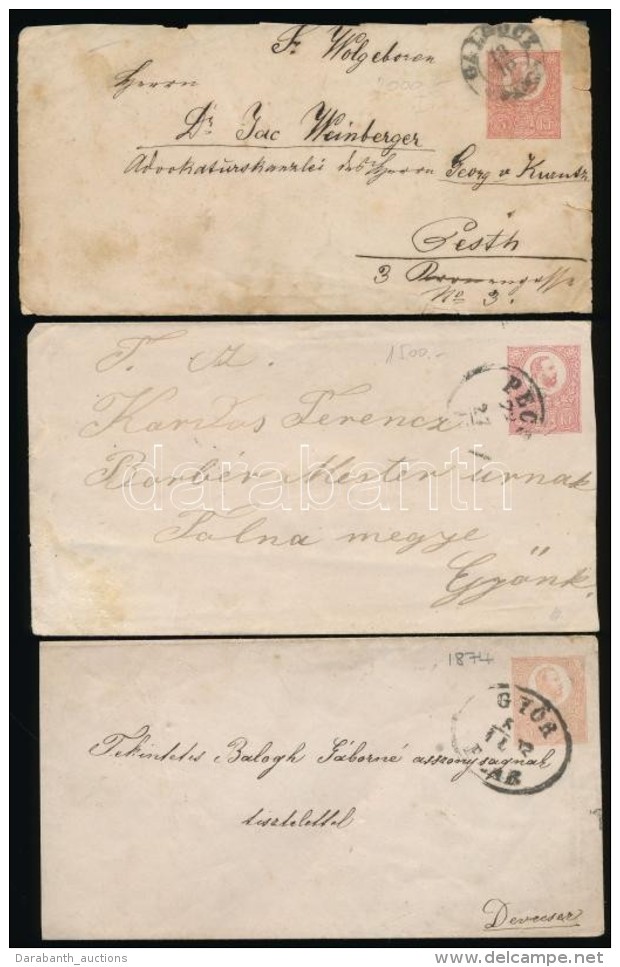 1871-1874 3 Db 5kr Díjjegyes Levél - Other & Unclassified