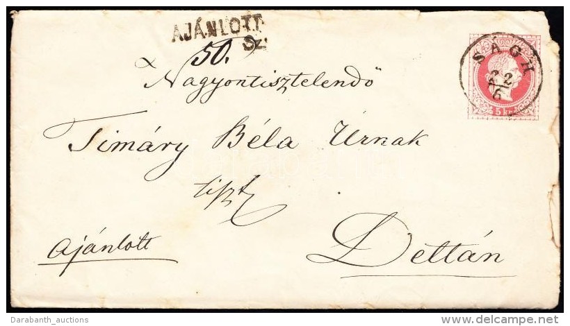 1868 2 X 5kr 5kr Díjjegyes Borítékon Ajánlott Levélként, Teljes... - Autres & Non Classés