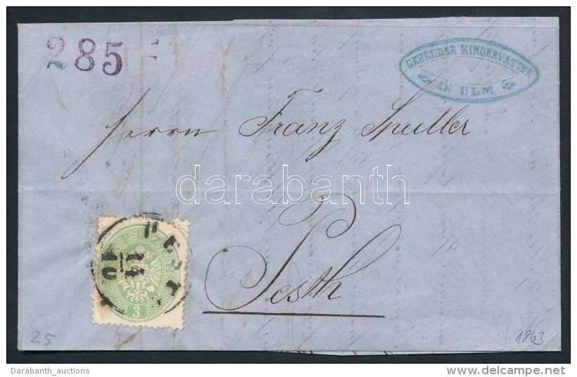1863 3kr Helyi Levélen ,,PESTH' - Other & Unclassified