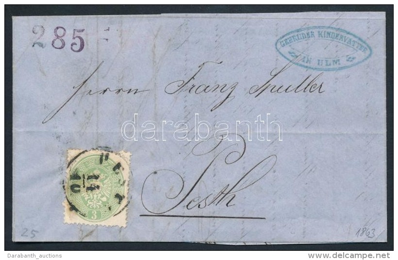 1863 3kr Helyi Levélen ,,PESTH' - Andere & Zonder Classificatie