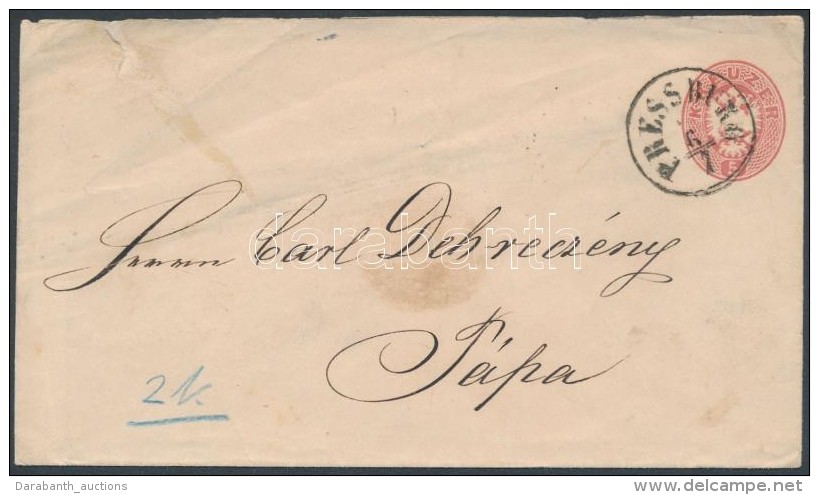 1863 5kr Díjjegyes Boríték 'PRESSBURG' - 'PÁPA' - Other & Unclassified