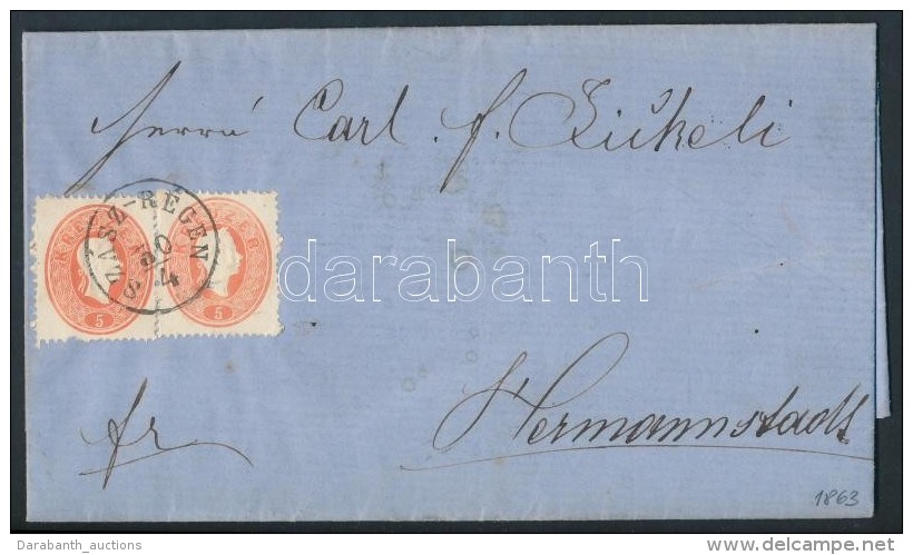 1863 2 X 5kr Távolsági Levélen (teljes Tartalommal) / On Cover (with Full Content)... - Other & Unclassified