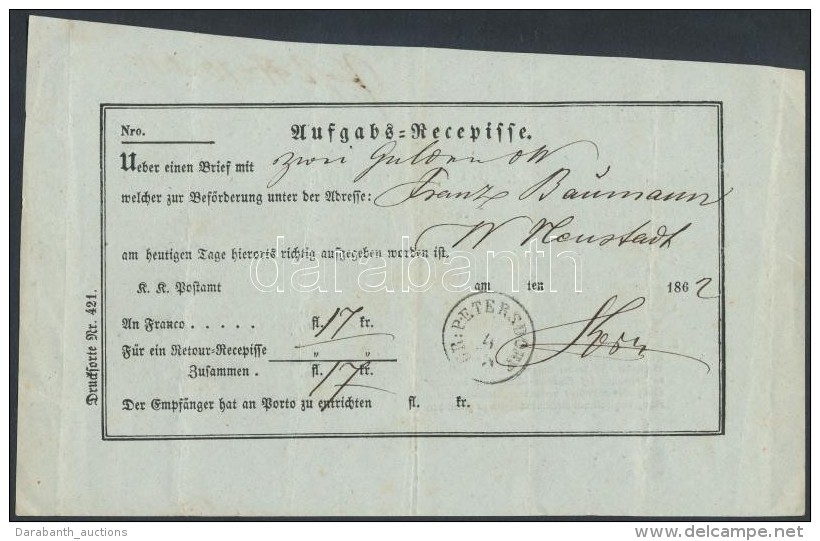 1862 Aufgabs Recepisse 'GR: PETERSDORF' - Sonstige & Ohne Zuordnung