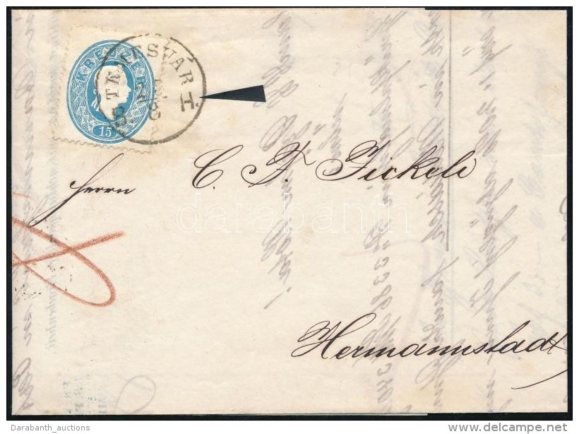 1862 15kr Levélen / On Cover 'TEMESVÁR B.H.' - Hermannstadt - Autres & Non Classés