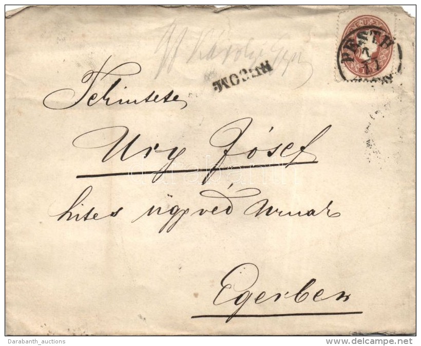 1861 2x10kr Ajánlott Levélen 'PESTH' - 'ERLAU' (a Hátoldali Viaszpecsét Kivágva) - Autres & Non Classés