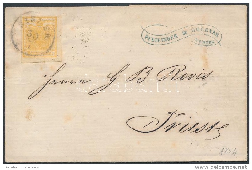 1854 1kr Narancs / Orange HP III.  Teljes / órási Szélekkel Nyomtatványon  / With Nice... - Sonstige & Ohne Zuordnung