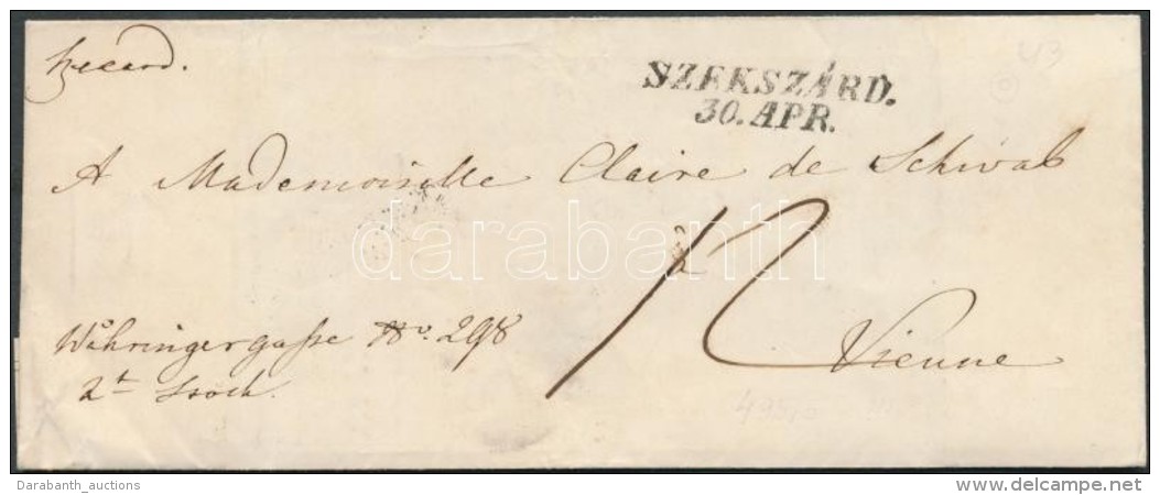 Ca 1850 Levél 12kr Portóval / Cover With 12kr Postage Due 'SZEKSZÁRD.' - Vienne - Autres & Non Classés