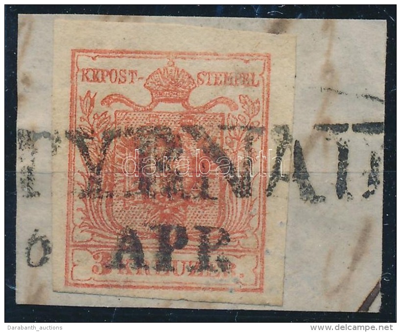 1850 3kr HP III. Jó / óriási Szélekkel, Papírkorn 'TYRNAU' - Other & Unclassified