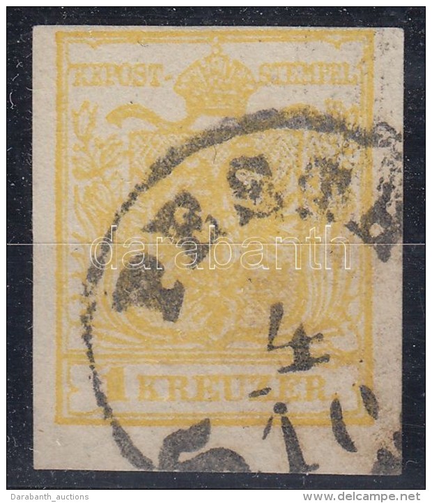 O 1850 1kr Krómsárga / Chrome Yellow MP III. Teljes / óriási Szélekkel 'PESTH' - Andere & Zonder Classificatie