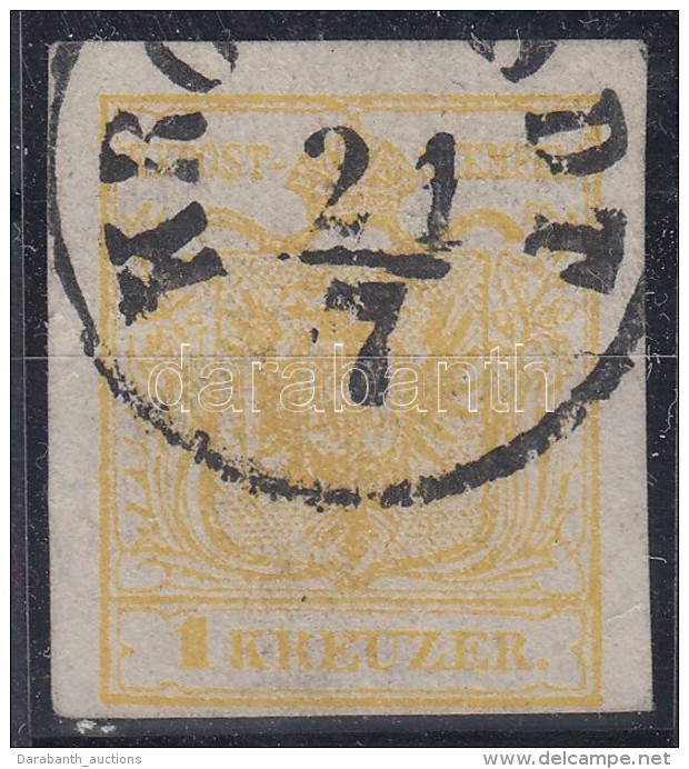 O 1850 1kr Sárga / Yellow MP III. Teljes / Szép Szélekkel 'KRO(NSTA)DT' - Autres & Non Classés