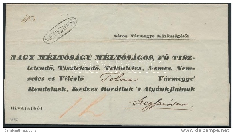 1847 Hivatalos Levél / Official Cover 'v.EPERIES' - Szegszárd - Autres & Non Classés
