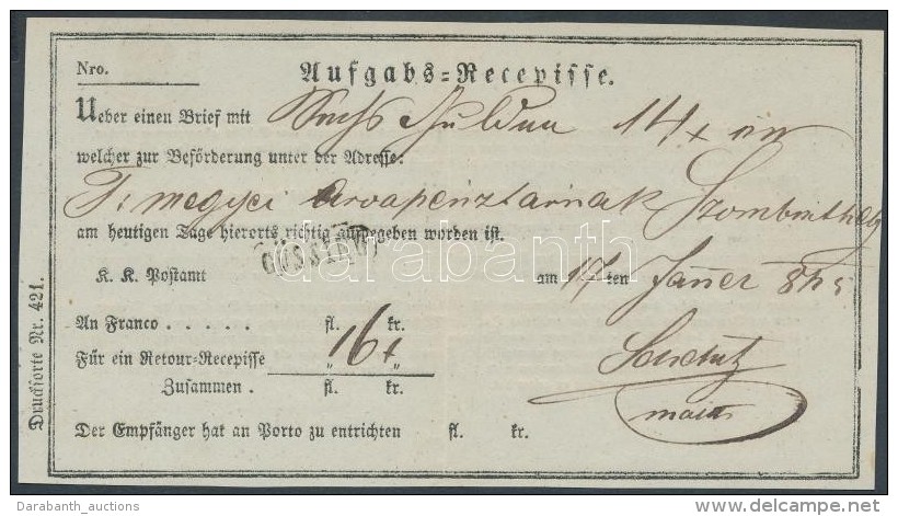 1845 Pénzeslevél Feladóvevény 'GÜSSING' - Autres & Non Classés