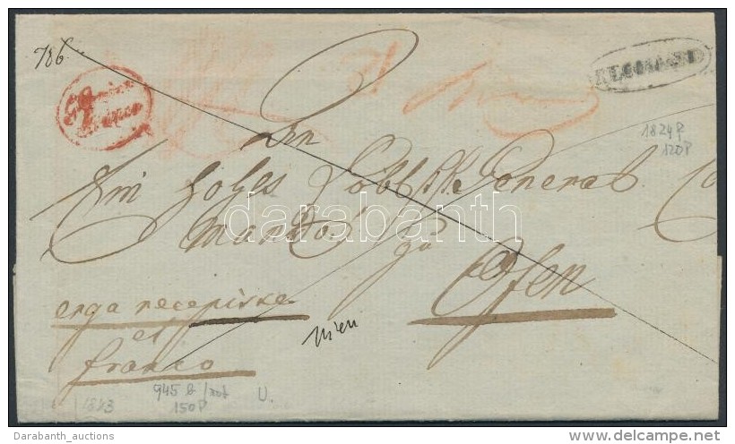 1843 Franco Ajánlott Levél / Franco Registered Cover, Piros / Red 'G.Canisa / Franco' + 'RECOMEND' - Autres & Non Classés