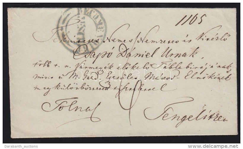 Ca 1843 Ajánlott Levél 6kr Portóval / Registered Cover With 6kr Postage Due, Zöld / Green... - Autres & Non Classés