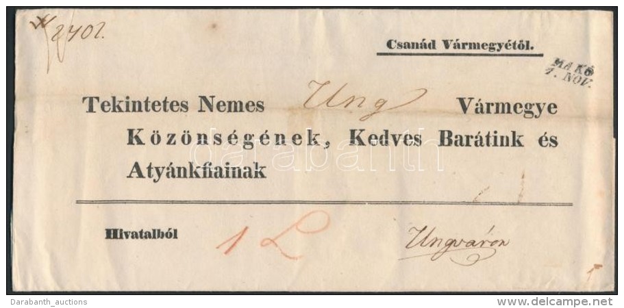 1843 Hivatalos Levél / Official Cover 'MAKÓ' - Ungvár - Autres & Non Classés