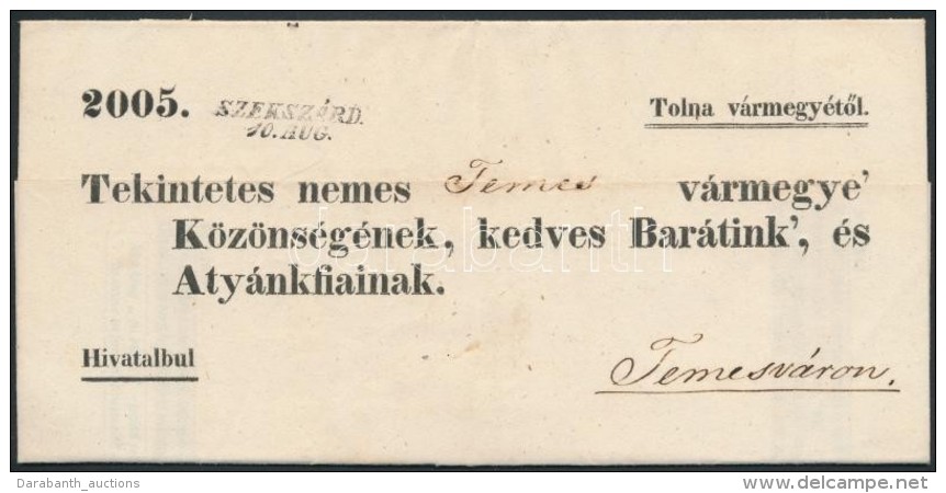 1843 Hivatalos Levél / Official Cover 'SZEKSZÁRD' - Temesvár - Autres & Non Classés