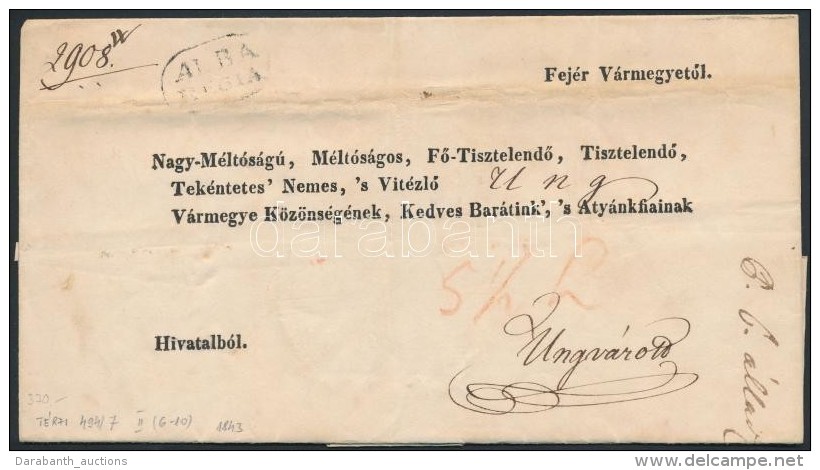 1843 Hivatalos Levél 'ALBA/REGIA' - Ungvár - Autres & Non Classés