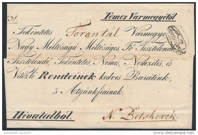 1840 Hivatalos Levél 'Temesvár' - N. Betskerek - Autres & Non Classés