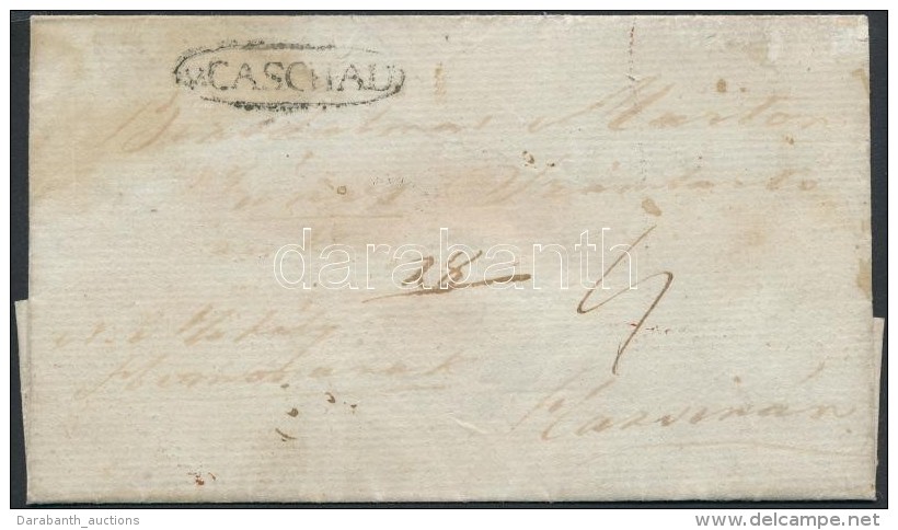 1839 Portós Levél / Unpaid Cover 'v.CASCHAU' - Kék/blue 'HOMONNAU' - Hazsina - Other & Unclassified