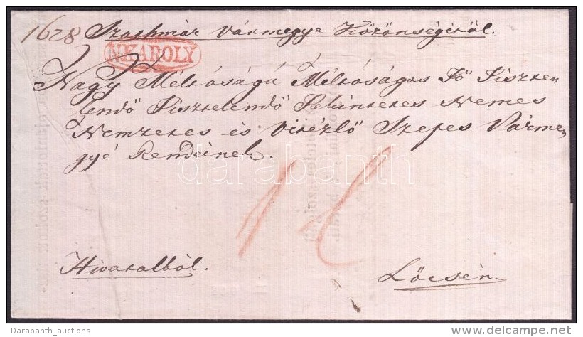 Ca 1835 Ex Offo, Piros / Red 'N.KAROLY' - LÅ‘cse - Autres & Non Classés