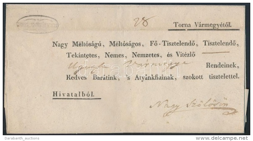 1834 Hivatalos Levél 'METZENSEIFFEN' - Nagy SzÅ‘lÅ‘s - Autres & Non Classés