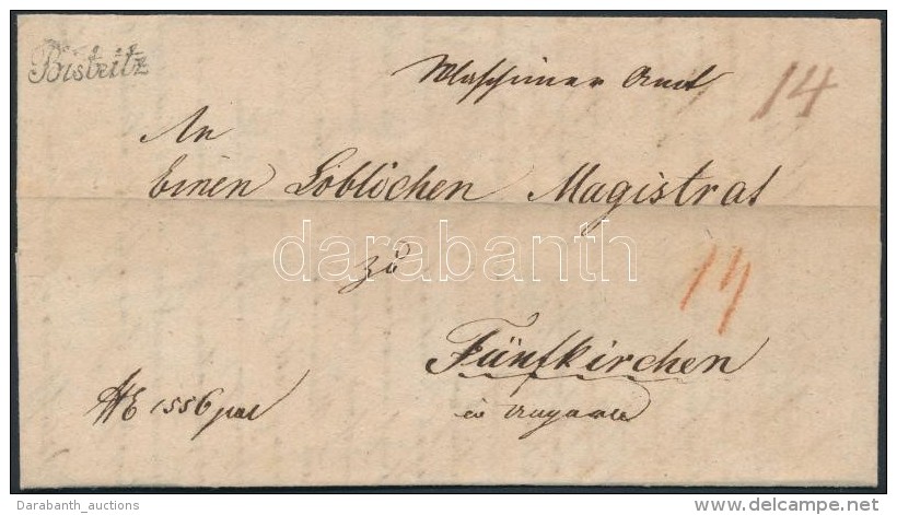 1832 Portós Levél / Unpaid Cover 'Bistritz' - Fünfkirchen - Otros & Sin Clasificación