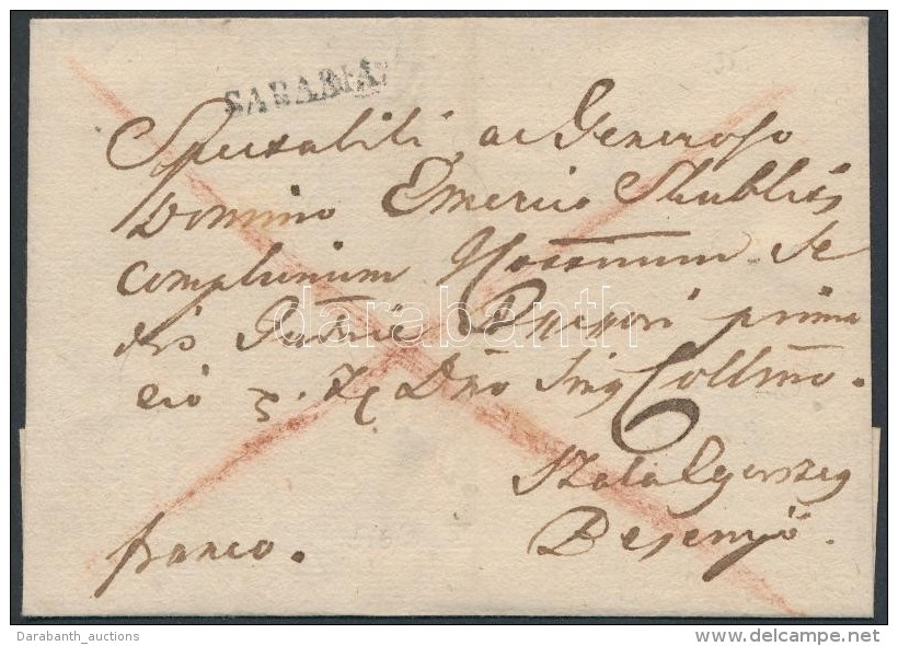 1828 Portós Levél / Unpaid Cover 'SABARIA.' - Autres & Non Classés