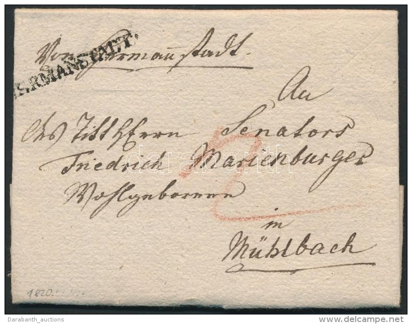1820 Portós Levél  'HERMANSTADT' - Mühlbach - Autres & Non Classés