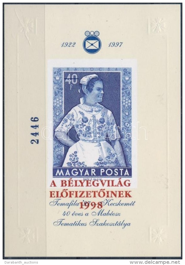 ** 1998/A26 Népviselet Ajándék Emlékív (10.000) - Sonstige & Ohne Zuordnung