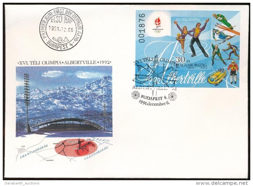 1991 Téli Olimpia (IX.) Vágott Blokk FDC (5.500) - Andere & Zonder Classificatie