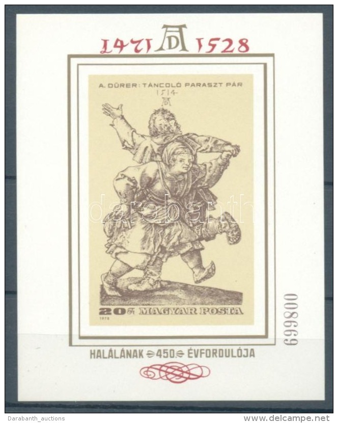 ** 1979 Festmény (XVIII)- Albrecht Dürer Vágott Blokk (7.000) - Andere & Zonder Classificatie