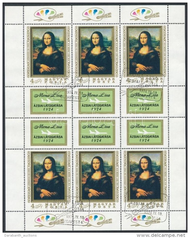 O 1974 Mona Lisa Teljes ív Alkalmi Bélyegzéssel (13.000) - Otros & Sin Clasificación
