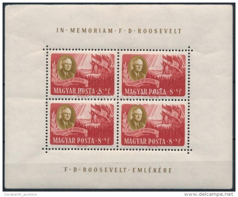 ** 1947 Roosevelt 8f Egyenes állású Kisív (törések, Sarokhiba / Folded) - Otros & Sin Clasificación