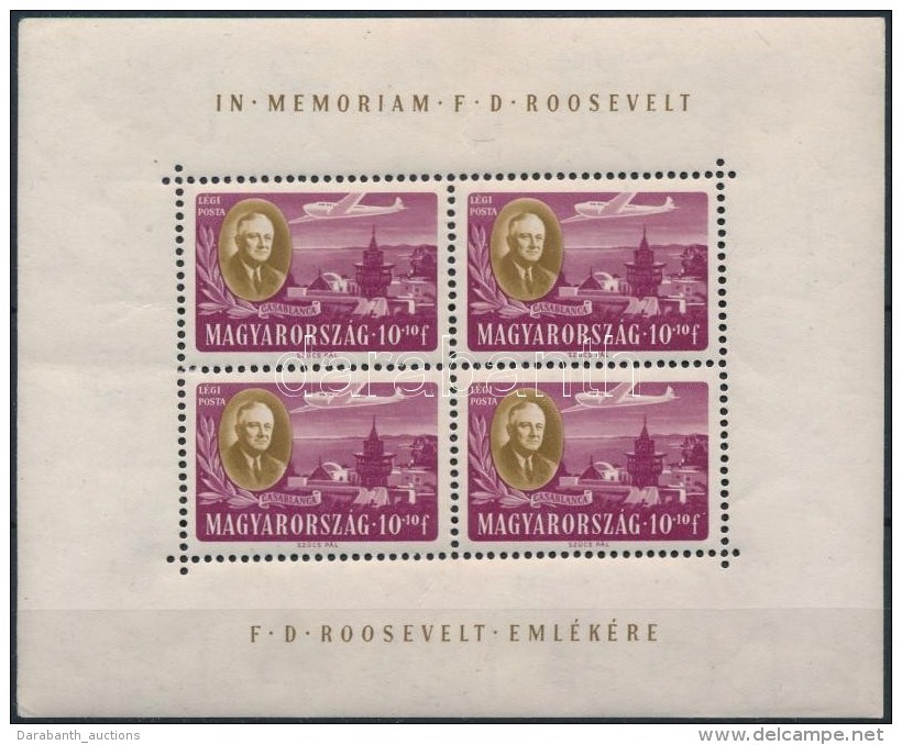 ** 1947 Roosevelt 10f Egyenes állású Kisív ( Kis Sarokhiba,  Törések /... - Other & Unclassified