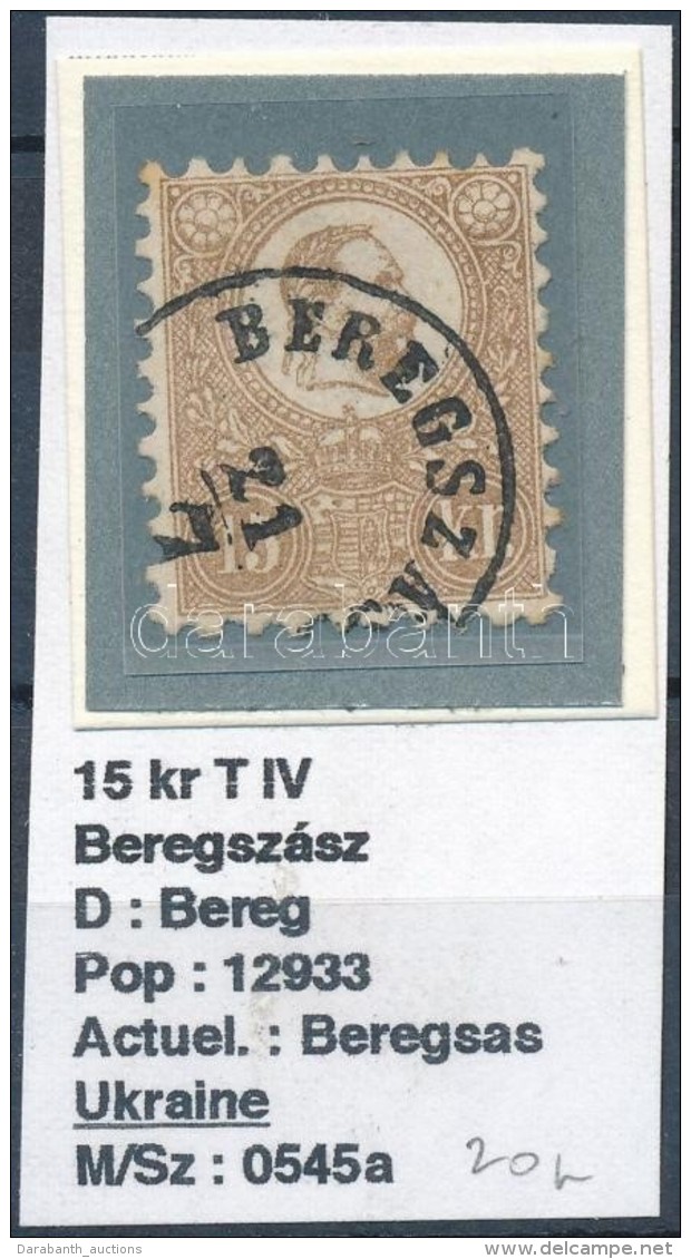 1871 KÅ‘nyomat 15kr Szép 'BEREGSZÁS(Z)' Bélyegzéssel - Altri & Non Classificati