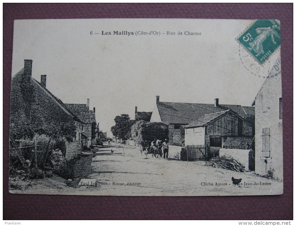 CPA 21 LES MAILLYS Rue De Charme 1916 ANIMEE AVEC ATTELAGE DE PAILLE Canton AUXONNE - Autres & Non Classés