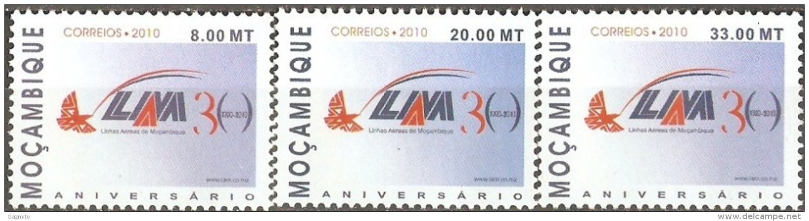 Mozambico 2010, 30th LAM Airline, 3val - Avions