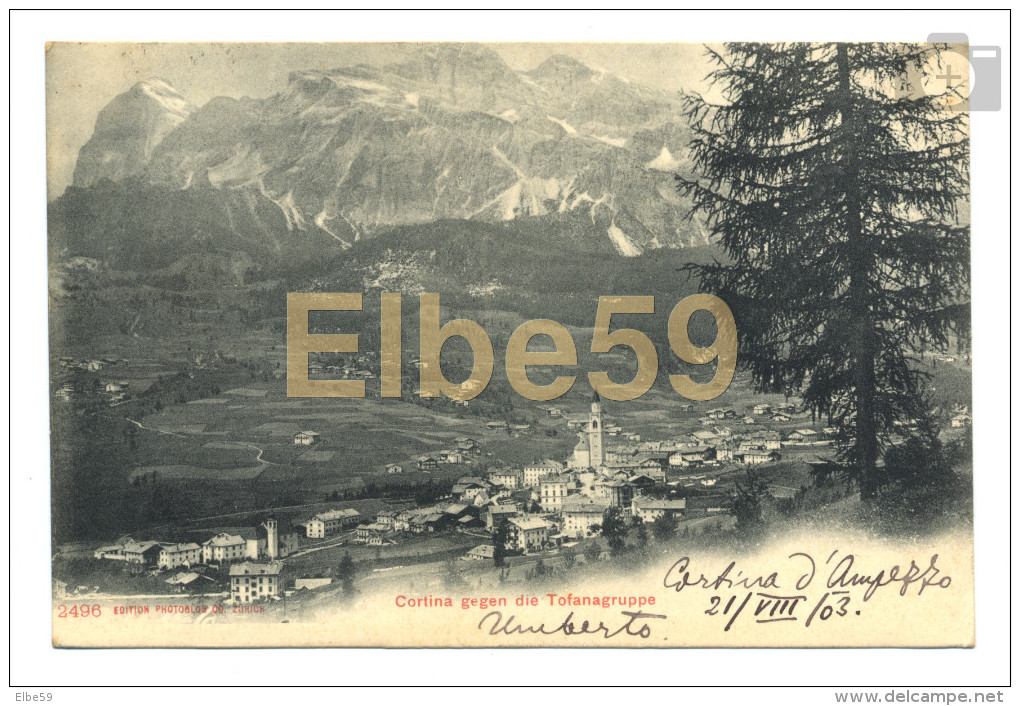 Cortina D'Ampezzo (BL), Panorama Col Gruppo Delle Tofane, Scritta 1903 - Altri & Non Classificati